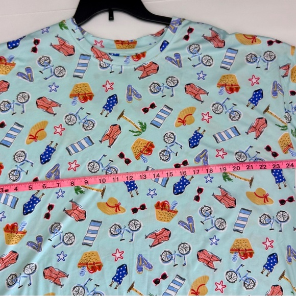 Cuddl Duds Womens Pajama Set - Light Blue with Multicolor Print NWT - Picture 6 of 11